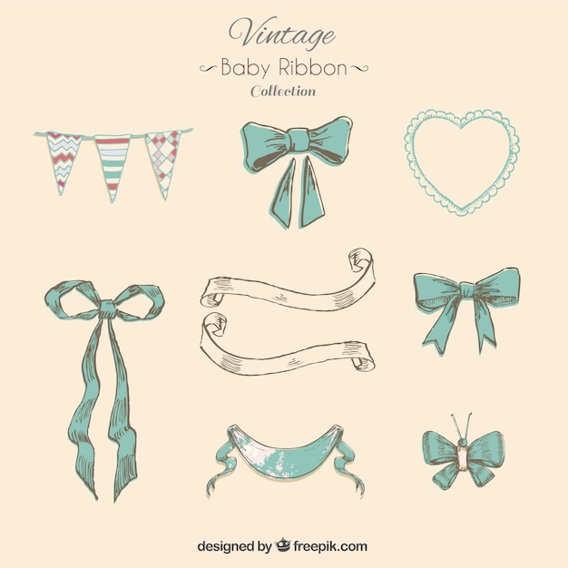 Vector ribbons and bows in vintage style