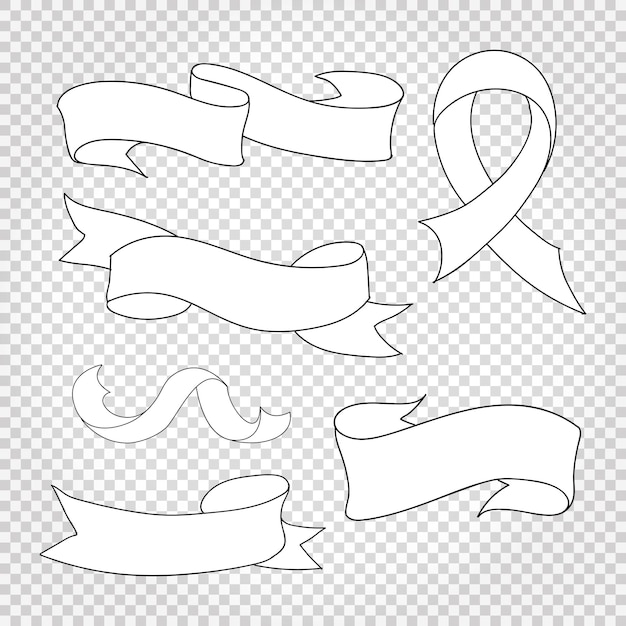 Ribbons collection. vector illustration, isolated. editable line drawing.