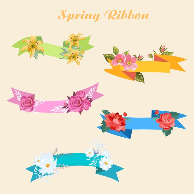 ribbons elements collection elegant red shapes ribbon symbol