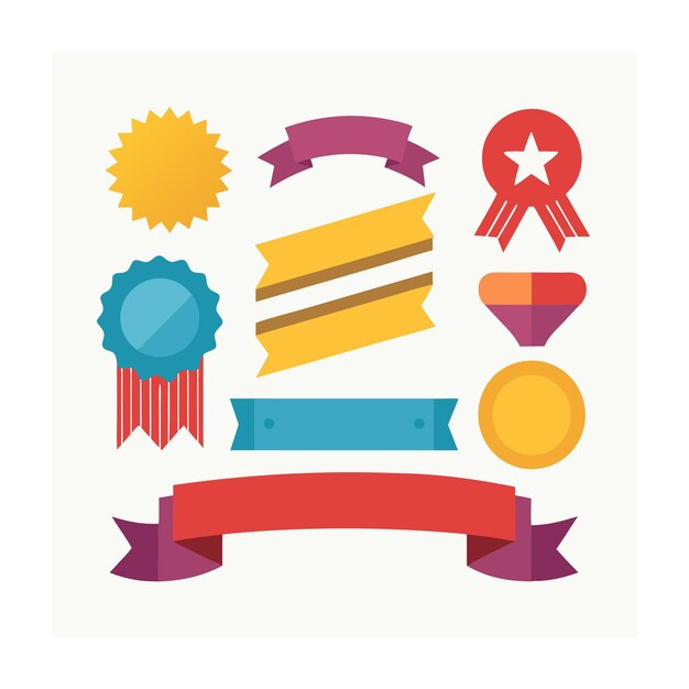 Ribbons Tags and Stickers Ecommerce and Shopping icon set vector illustration