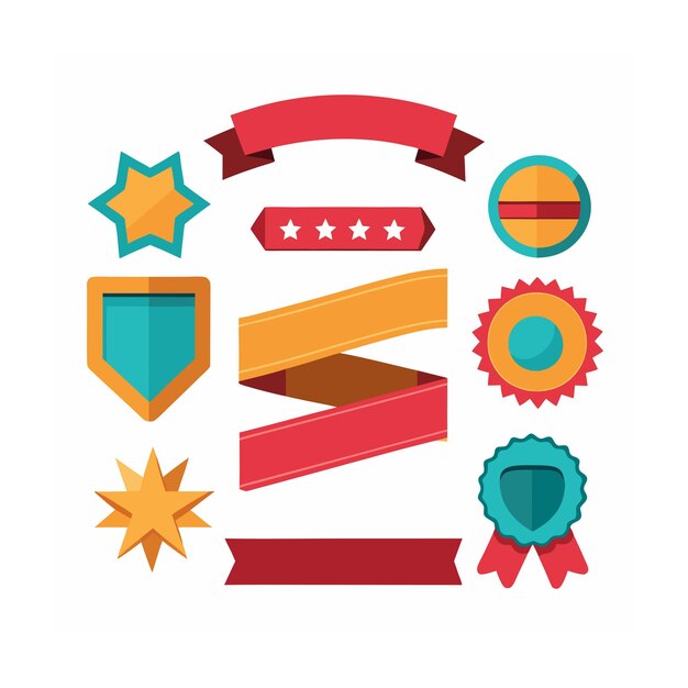 Ribbons Tags and Stickers Ecommerce and Shopping icon set vector illustration