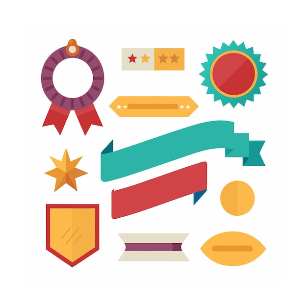 Ribbons Tags and Stickers Ecommerce and Shopping icon set vector illustration