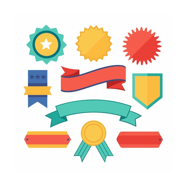 Ribbons Tags and Stickers Ecommerce and Shopping icon set vector illustration