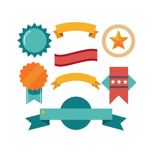 Ribbons Tags and Stickers Ecommerce and Shopping icon set vector illustration