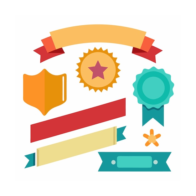 Ribbons Tags and Stickers Ecommerce and Shopping icon set vector illustration