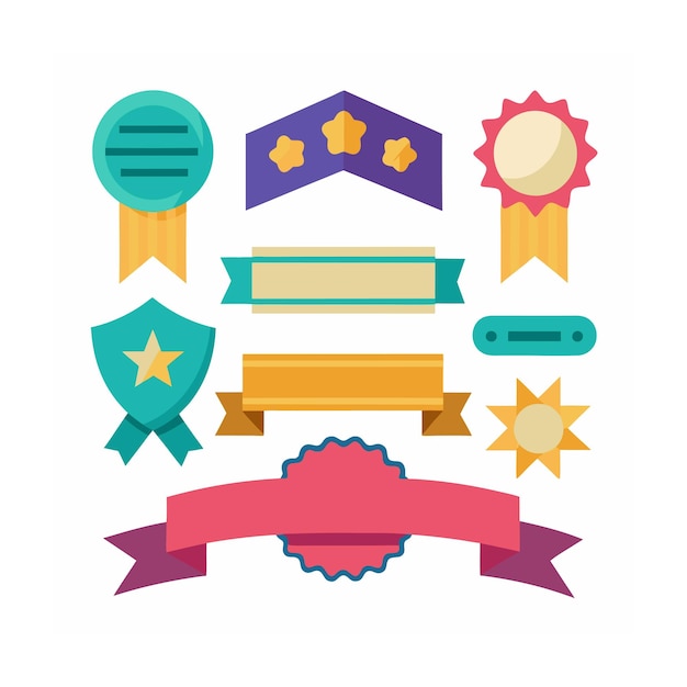 Ribbons Tags and Stickers Ecommerce and Shopping icon set vector illustration