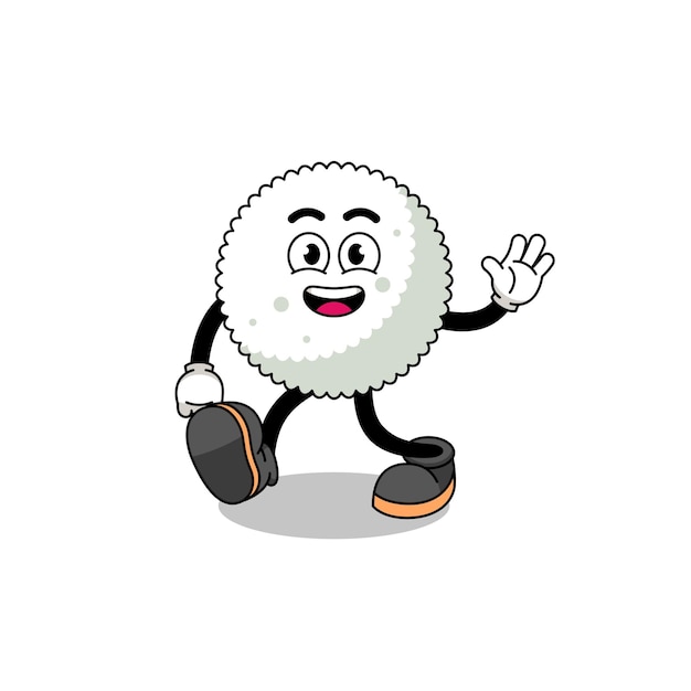 Rice ball cartoon walking