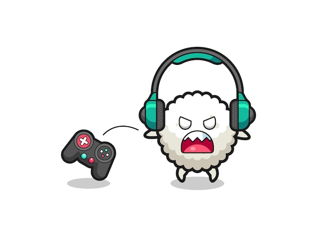 Rice ball gamer mascot is angry