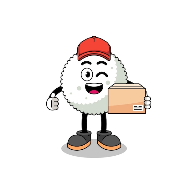 Rice ball mascot cartoon as an courier