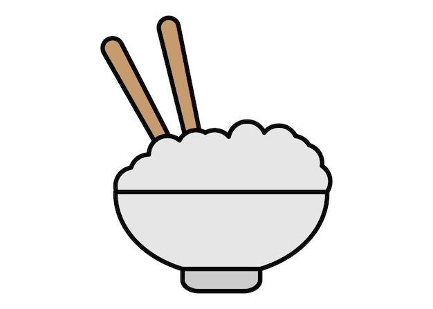 Vector rice bowl icon clipart illustration design