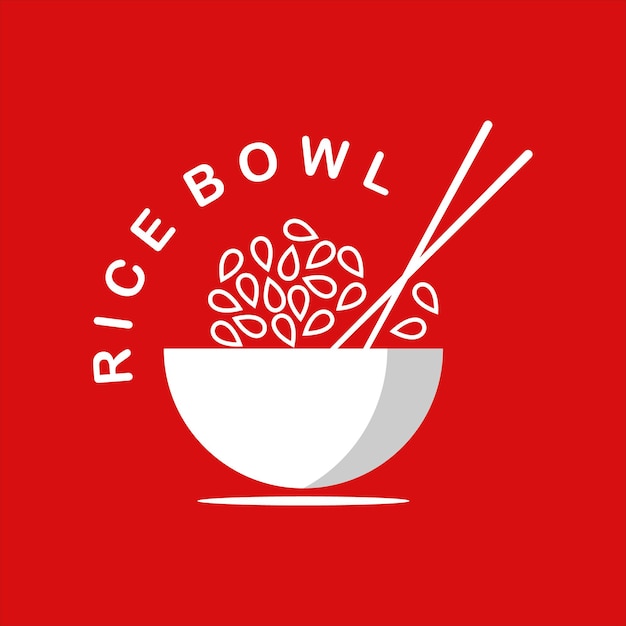 Rice bowl logo with chopstick tasty menu