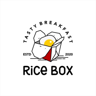 Etichetta per alimenti con timbro logo scatola di riso