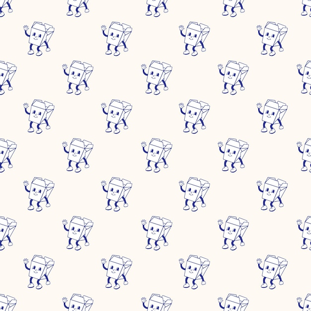 rice box seamless pattern retro style