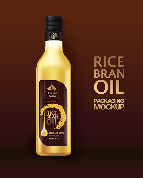 Rice bran oil  packaging design template