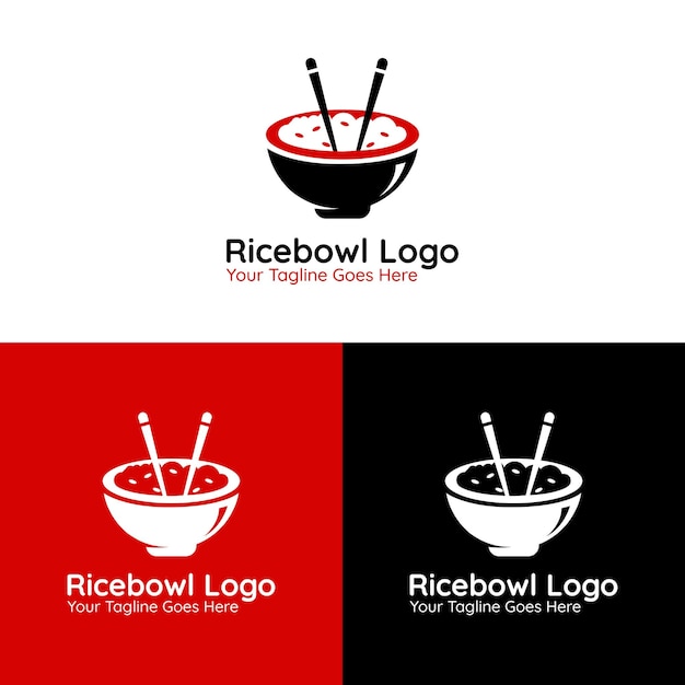 Vector rice dish food logo in japanese style
