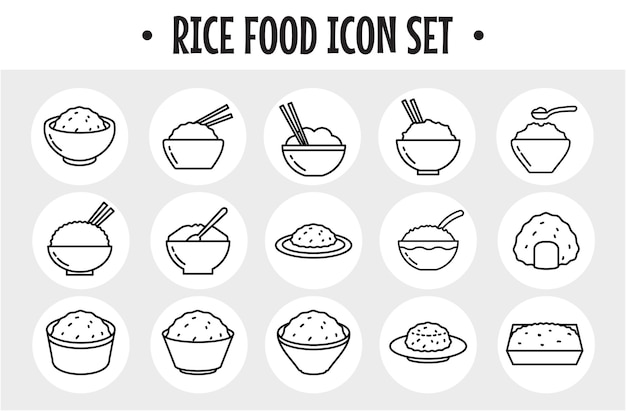 Rice Food Icon Illustration Vector Set