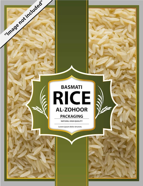 Rice label stacker sjabloon achtergrondontwerp vector op wit en groen