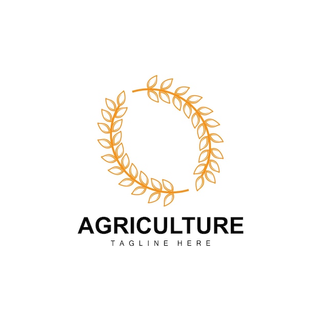 Illustrazione del modello dell'icona del riso del grano del vettore di progettazione dell'agricoltura del logo del riso