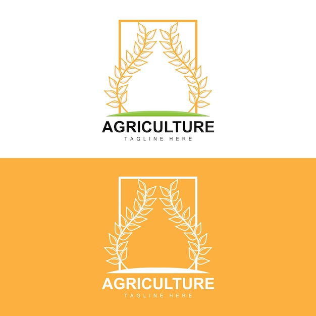 Rice Logo Agriculture Design Vector Wheat Rice Icon Template Illustration