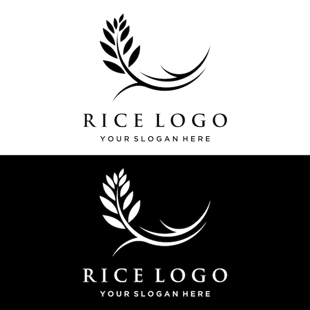 Rice organic farm natural plant Logo template for business company agricultureproduct