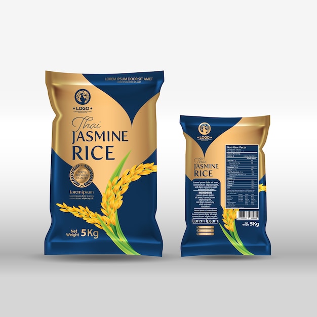 Vector rice package mockup thailand food products illustration