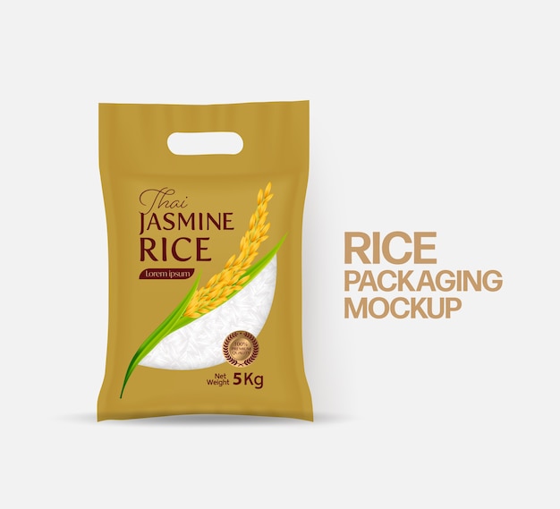 Vector rice package mockup thailand food products illustration