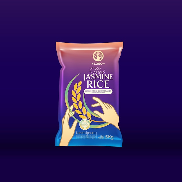 Мокап упаковки риса Тайские продукты питания