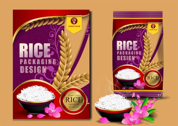 쌀 패키지 태국 음식 로고 제품