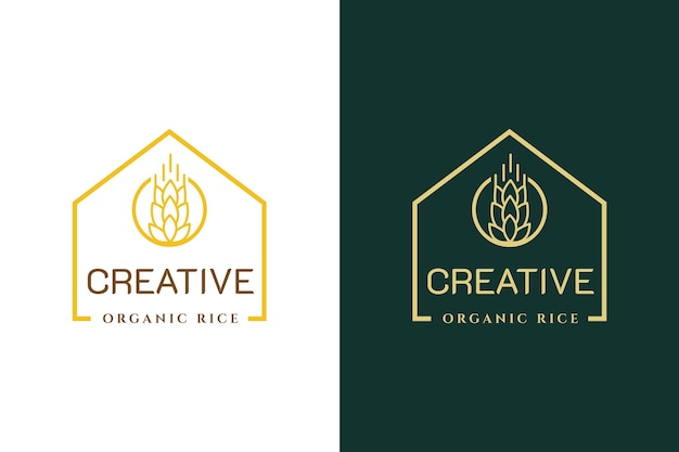 Rice premium quality logo template