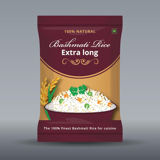 Vector rice product packaging mockup - illustration