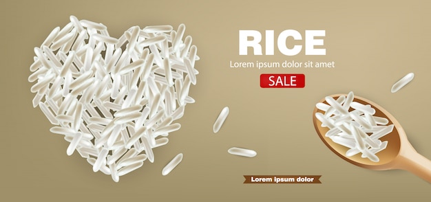 Vector rice in shape of heart mockup