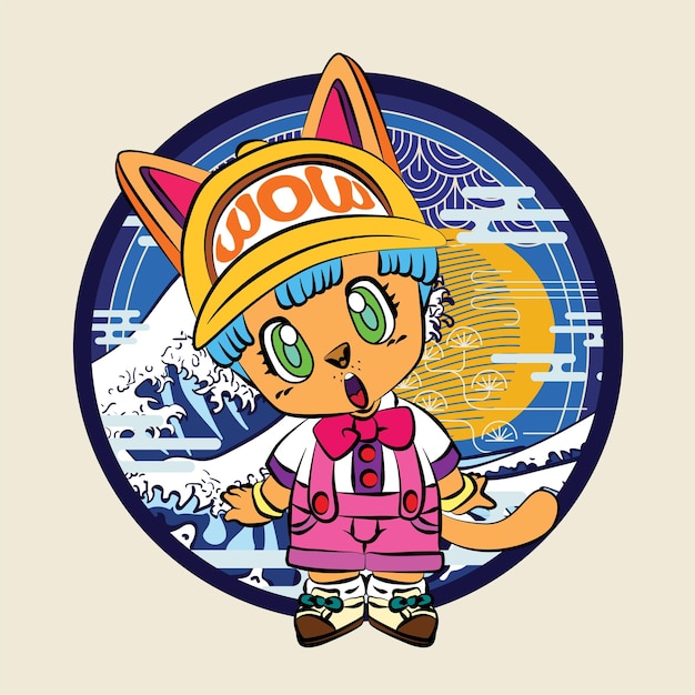 the rich cat illustration design for sukajan is mean japan traditional cloth or tshirt with digital