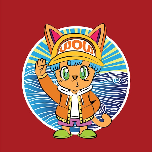 the rich cat illustration design for sukajan is mean japan traditional cloth or tshirt with digital