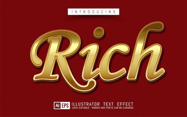 Rich golden Text effect, Editable 3d style text tittle