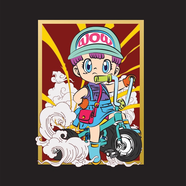 Vector the rich kid illustration design for sukajan is mean japan traditional cloth or tshirt