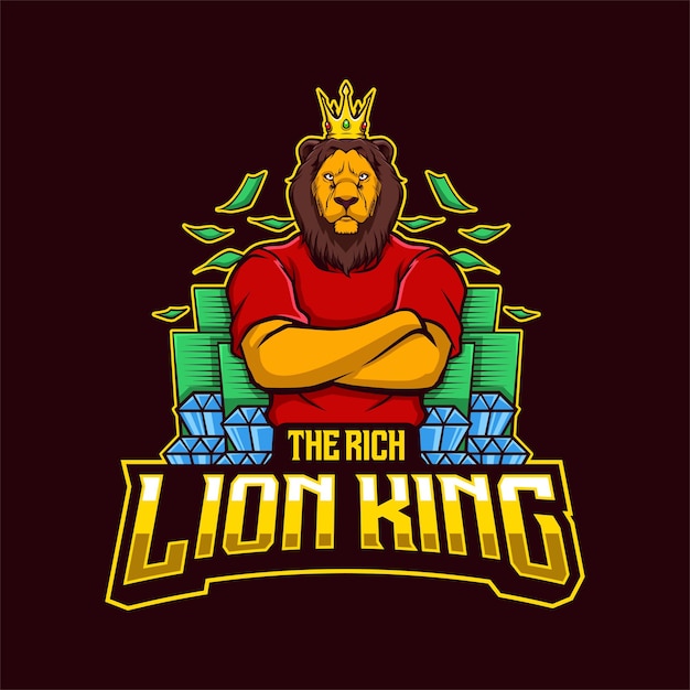 Il logo della mascotte del re leone ricco