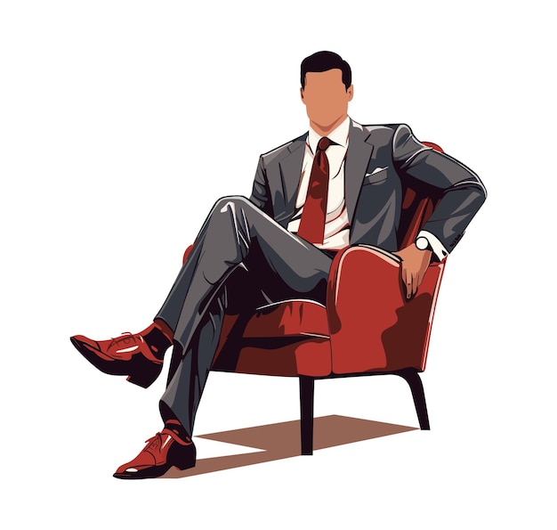 Vector a rich man in a suit sitting on the sofa chair