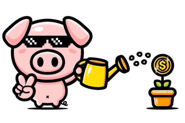 rich pig mascot character design