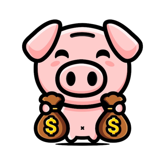 Vector rich pig mascot character design