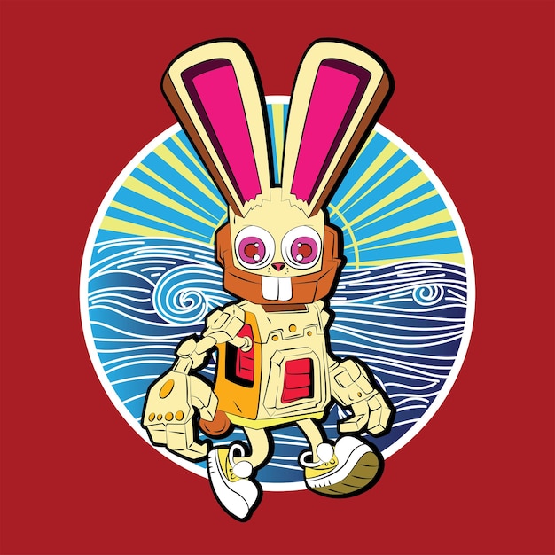 The rich rabbit illustration design for easter day with digital hand drawn