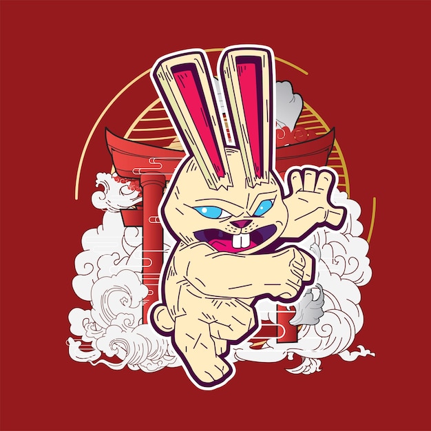 Rich Rabbit illustration for new year logo, notebook, and background