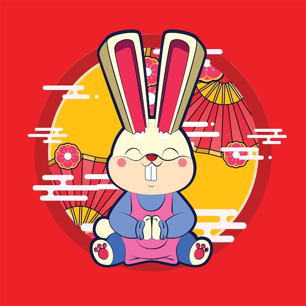 Rich Rabbit illustration for new year logo, notebook, and background