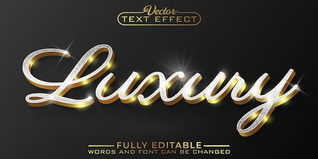 Rich Shiny Glitter Luxury Vector Editable Text Effect Template