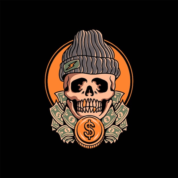 rich skull illustration vector design