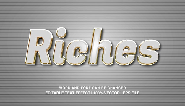 Riches editable text effect template gold luxury style typeface