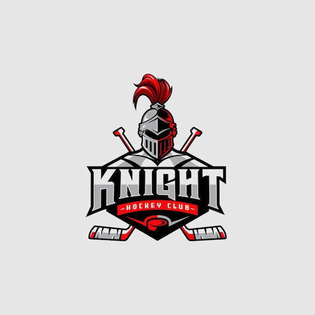 Ridder mascotte logo ontwerp illustratie voor hockeyclub