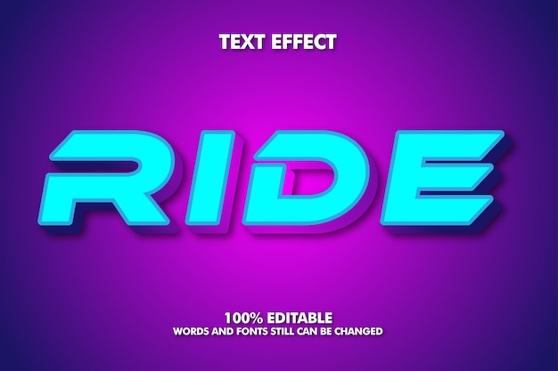 Ride Modern bold 3d typography fancy cartoon editable text effect