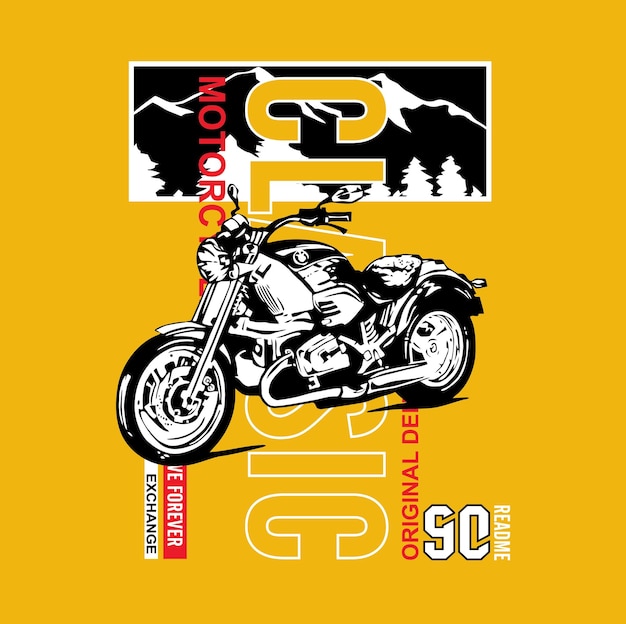 Ride a motorcycle for a picnic TShirt Design Vector illustration