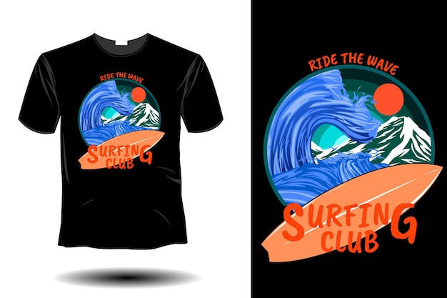 Вектор ride the wave серфинг-клуб ретро винтажный дизайн