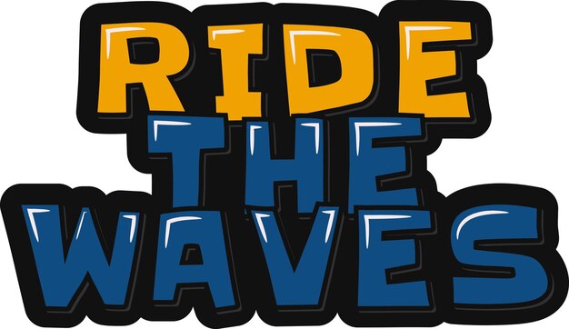 Ride The Waves Aesthetic Surfing Lettering Vector Design